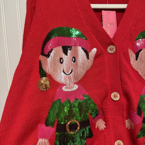 Simply Southern Sequined Christmas Elf Cardigan Sweater NEW Size XL - Picture 2 of 7